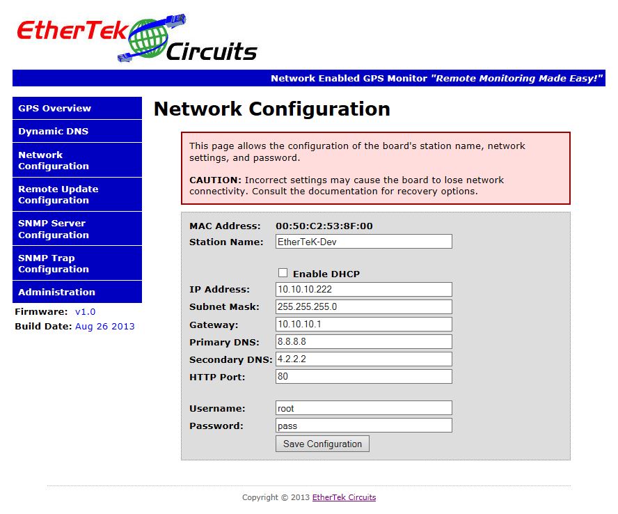Network Setup screen.