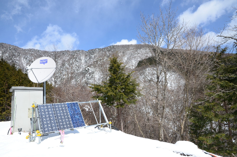 satellite internet dish, solar generator and control house. satellite internet dish, solar generator and control house.